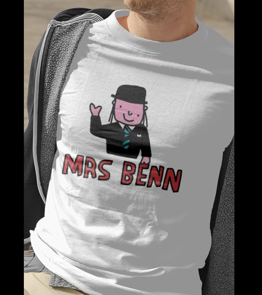 Mrs Benn Cartoon Character In Suit And Tie With Black Bowler Hat T-Shirt