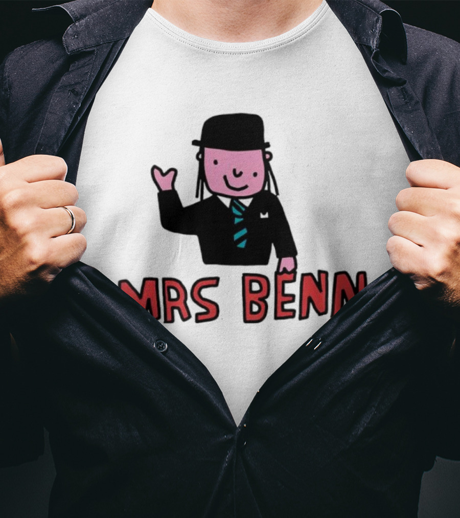 Mrs Benn Cartoon Character In Suit And Tie With Black Bowler Hat T-Shirt