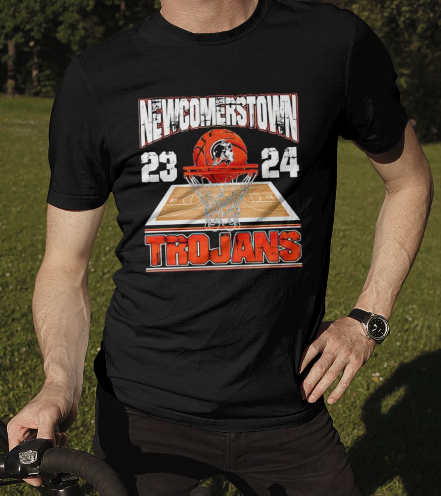 Newcomerstown Trojans Basketball 23 24 Court And Net T-Shirt