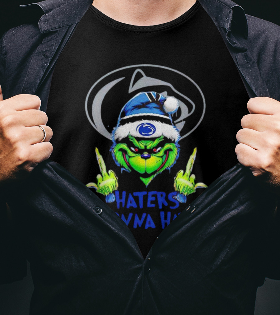 Nittany Lions Grinch Haters Gonna Hate Christmas T-Shirt