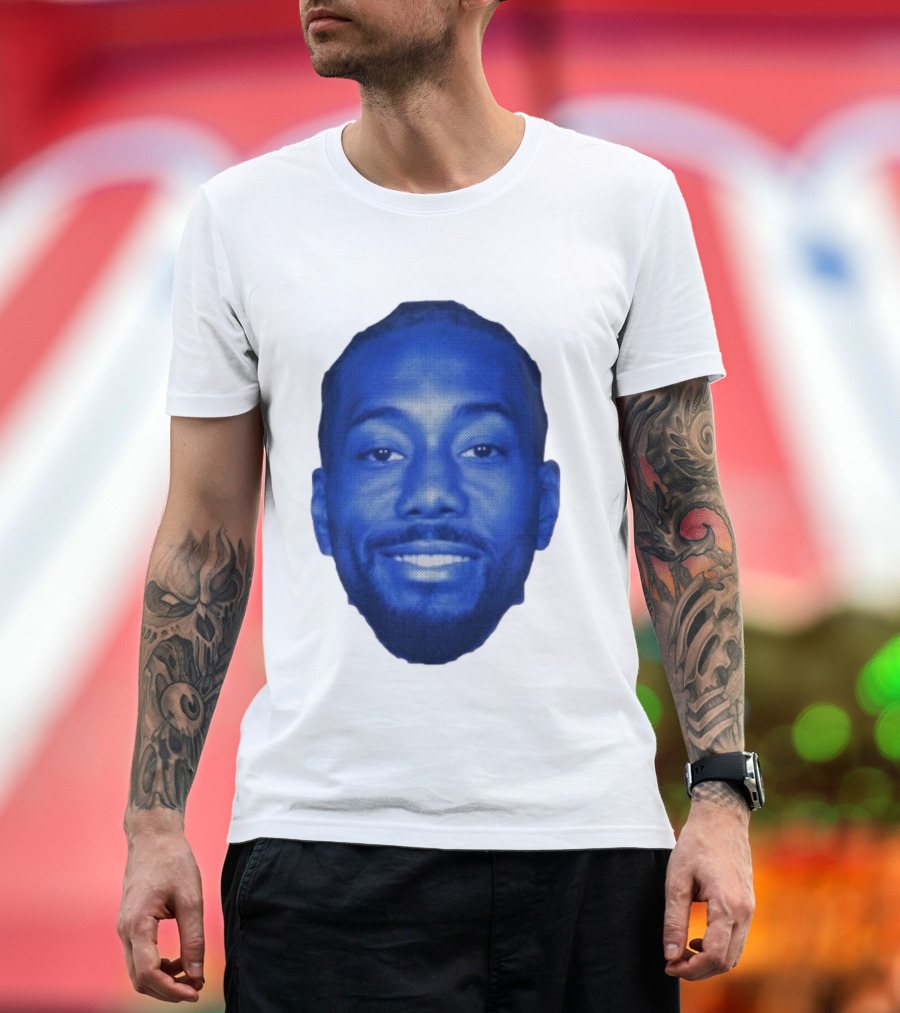 Kawhi Half-Tone Big Head Blue Face T-Shirt