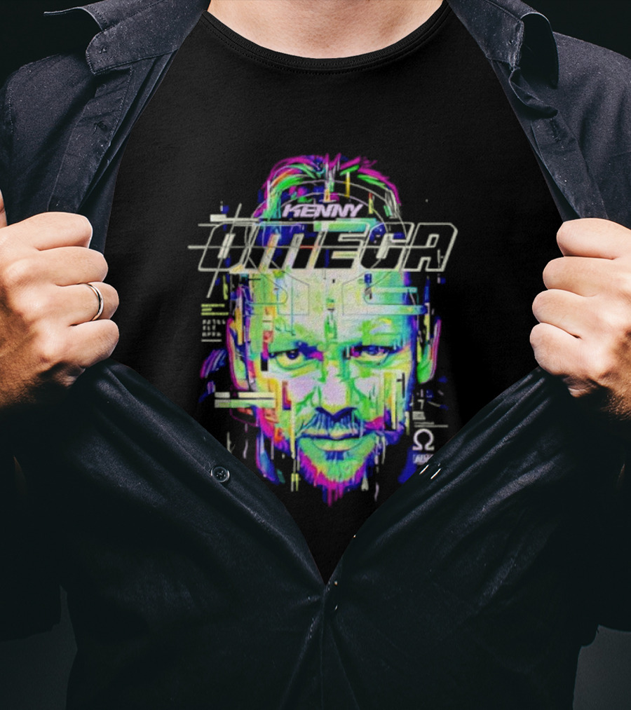 Kenny Omega Neon Glitch Portrait With Omega T-Shirt