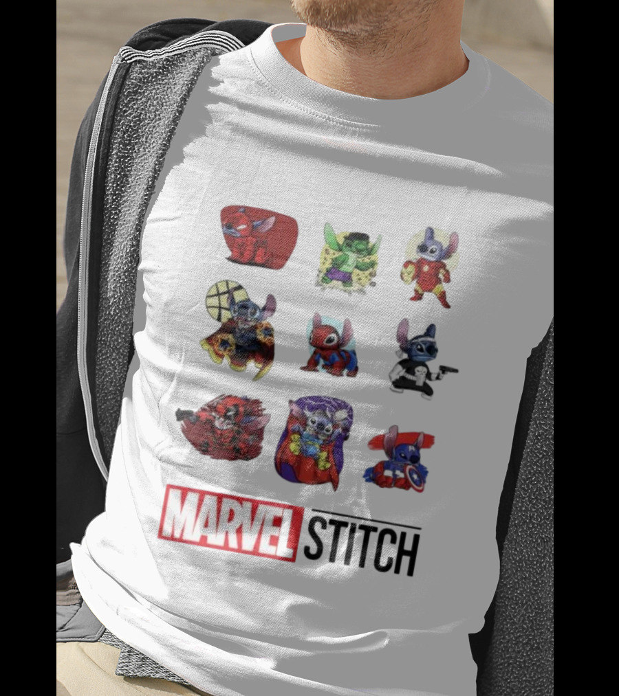 Marvel Stitch Super Hero Characters Collaboration Collection T-Shirt