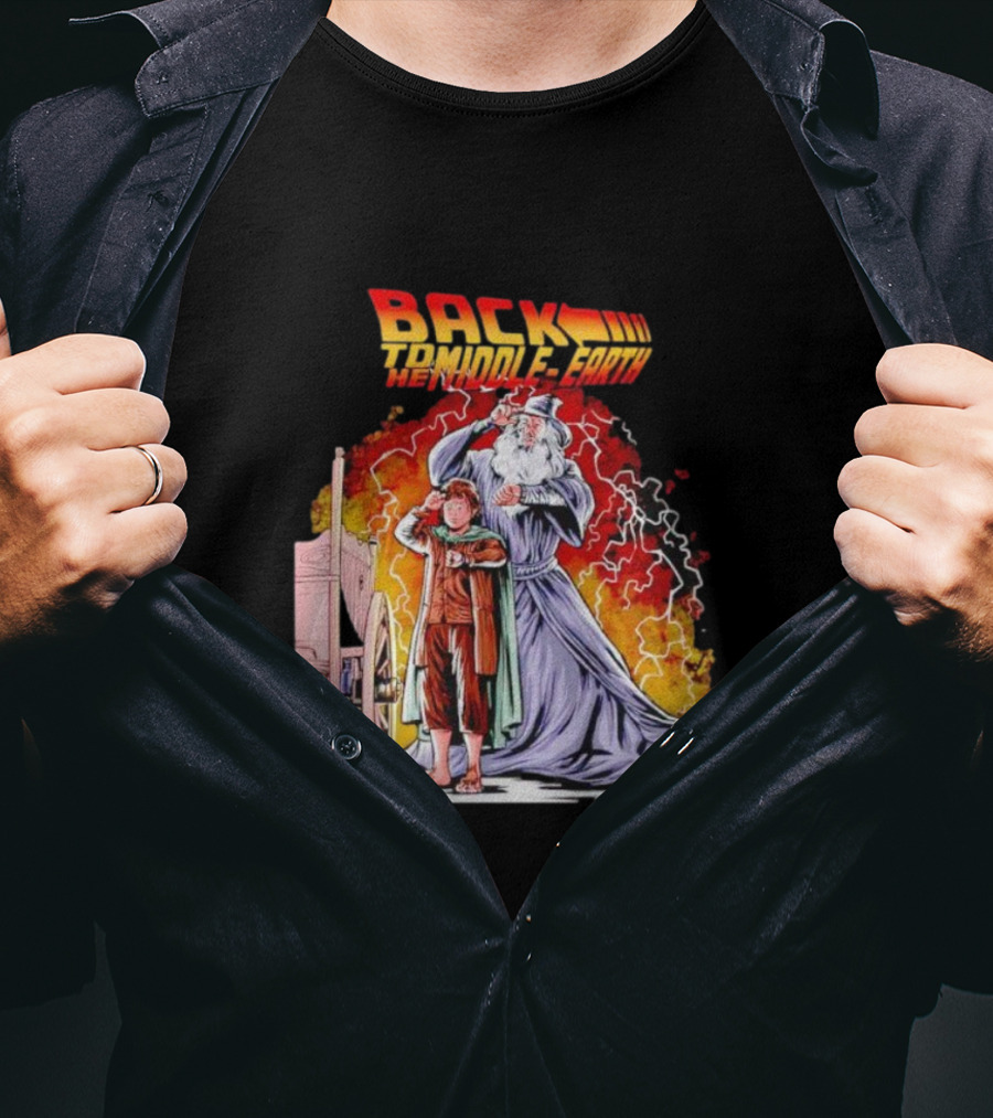 Back To The Middle-Earth Men's Time Travel Adventure Fusion T-Shirt
