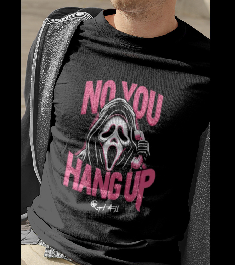 No You Hang Up Scream Mask Pink Phone T-Shirt