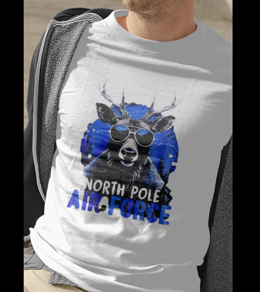 North Pole Air Force Cool Deer In Sunglasses T-Shirt