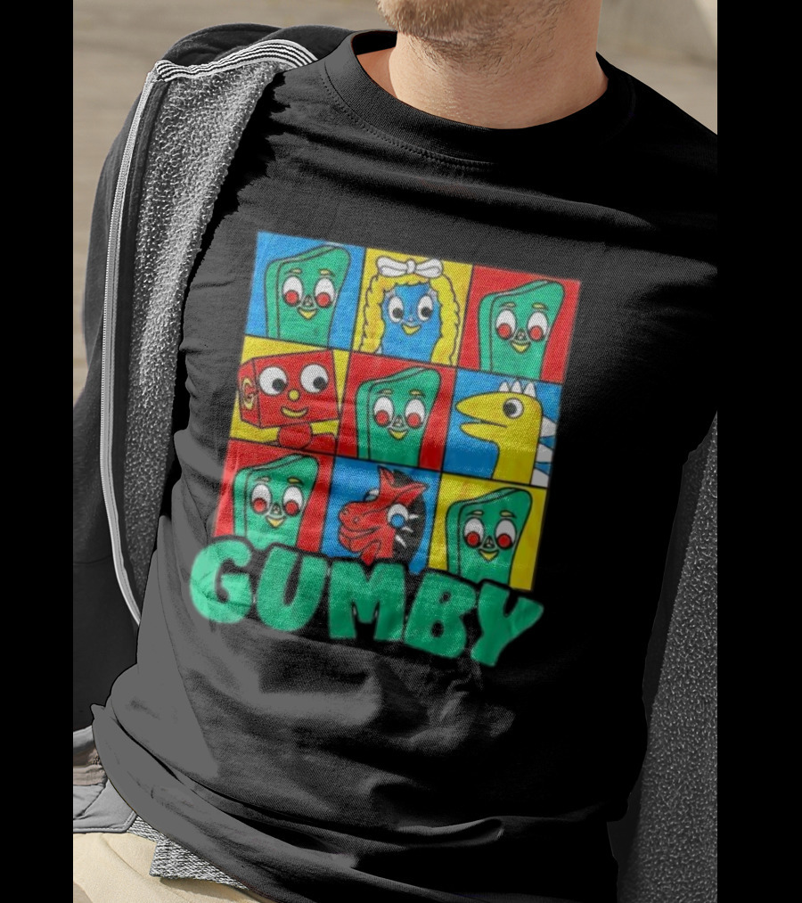 Gumby And Friends Colorful Cartoon Character Grid T-Shirt