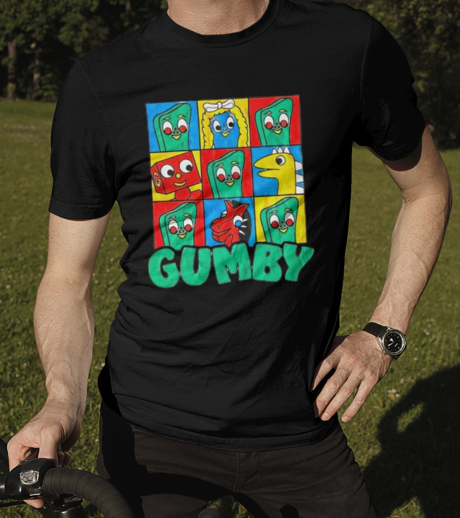Gumby And Friends Colorful Cartoon Character Grid T-Shirt