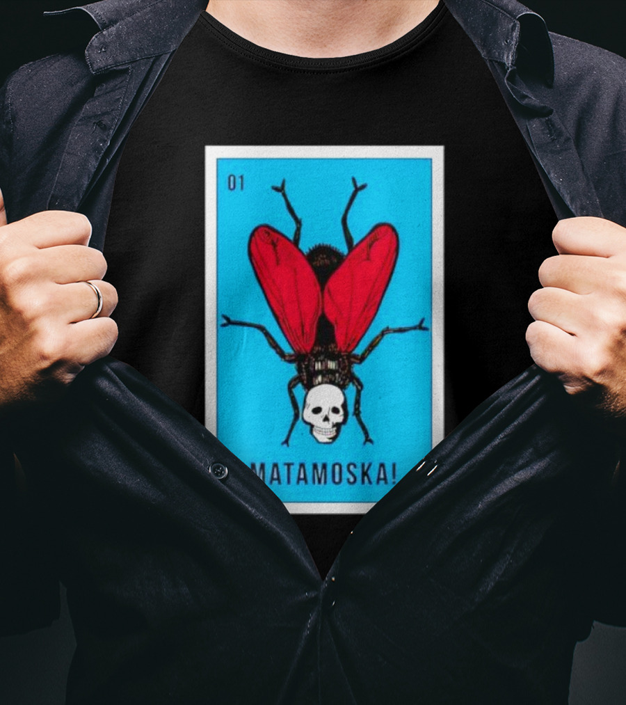 La Moska Loteria Matamoska 01 Fly Skull Blue Red Wings T-Shirt