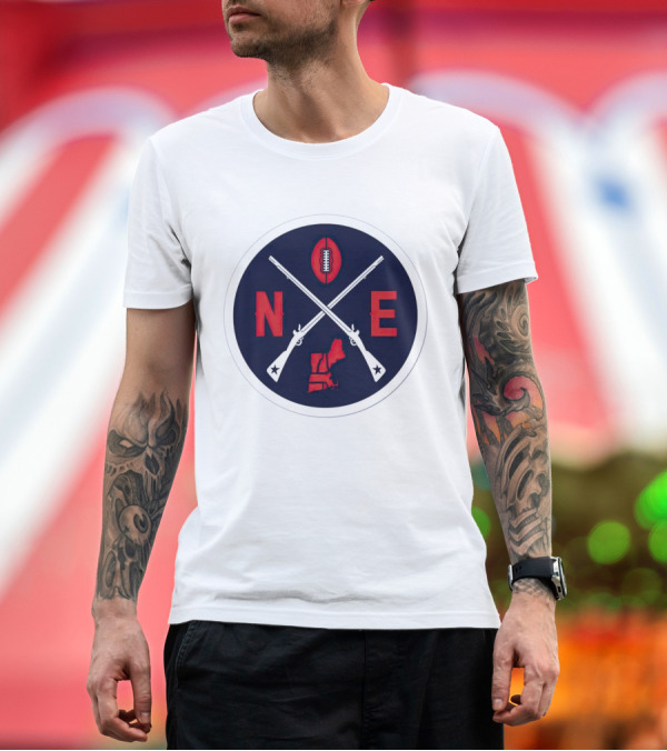 Premium T-Shirt: New England Patriots Football Emblem NE Guns Map Oval T-Shirt New England Patriots Football Emblem NE Guns Map Oval T-Shirt