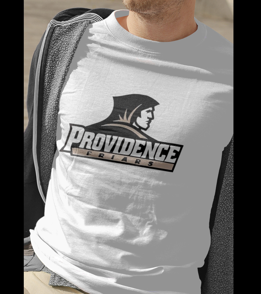 Providence Friars Athletics Team Emblem Iconic Black And White Hooded Figure T-Shirt