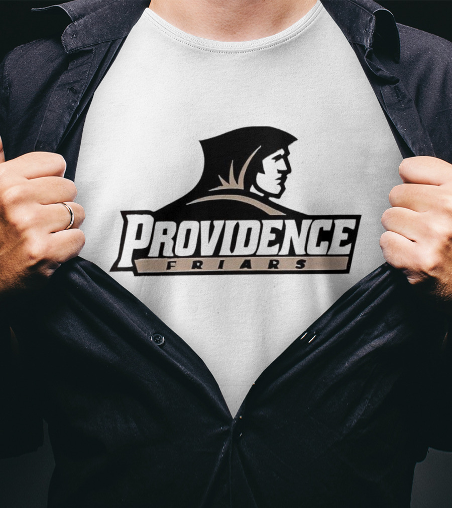 Providence Friars Athletics Team Emblem Iconic Black And White Hooded Figure T-Shirt