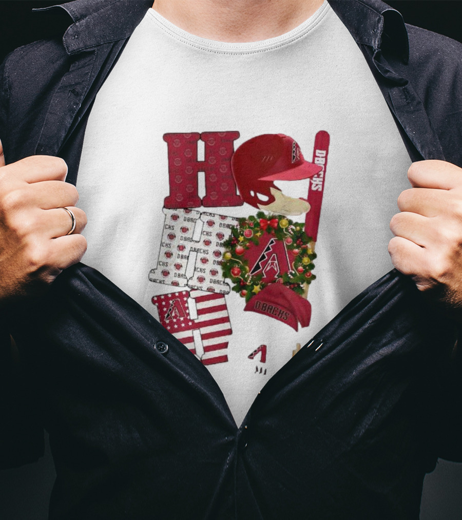 Arizona Diamondbacks D-Backs Ho Ho Ho Merry Christmas Holiday Baseball T-Shirt