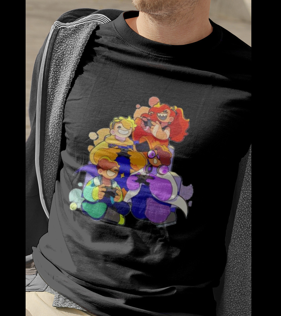 Bish Bash Bots Gaming Fun Characters Controller Crew T-Shirt