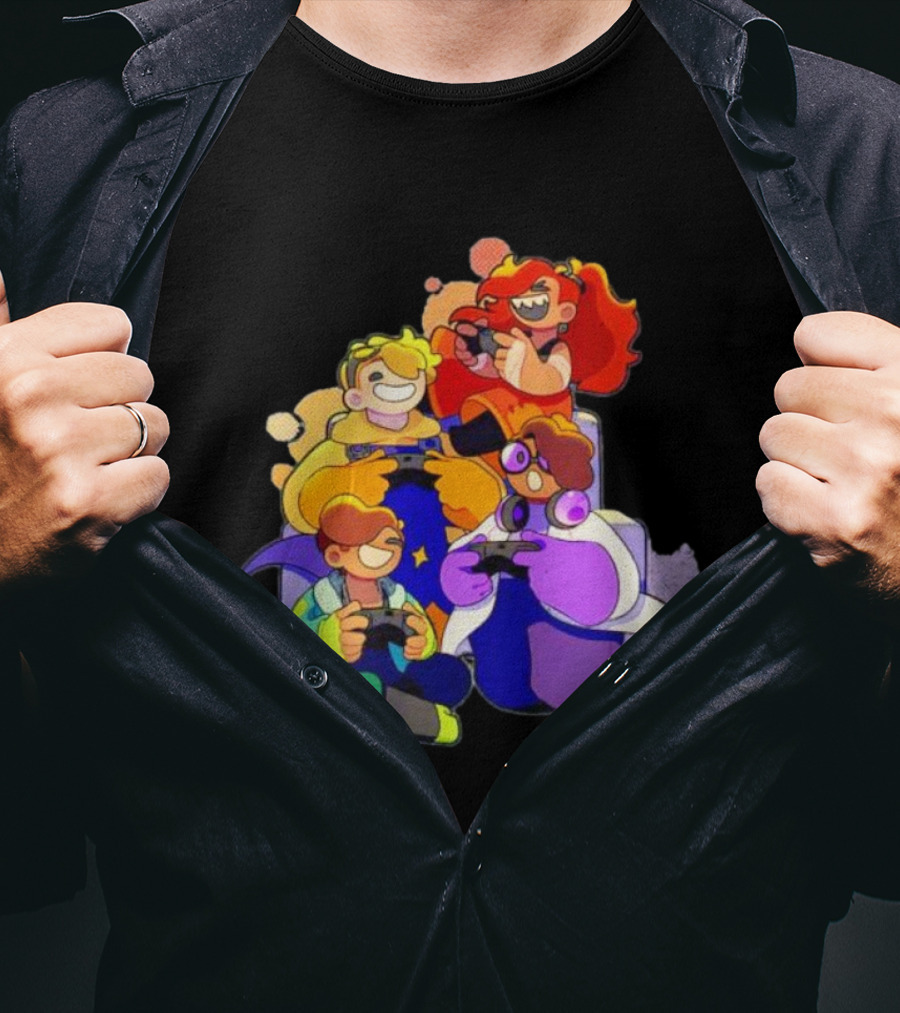 Bish Bash Bots Gaming Fun Characters Controller Crew T-Shirt