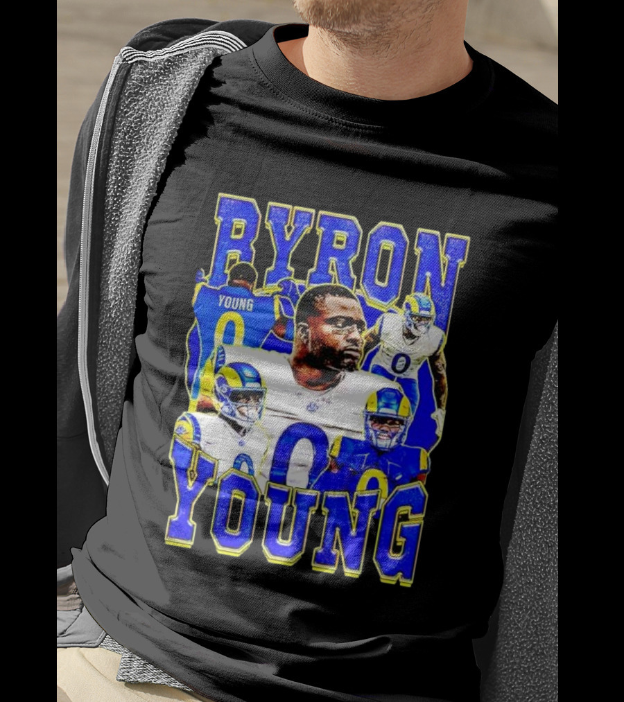 Byron Young Los Angeles Rams Picture Collage T-Shirt