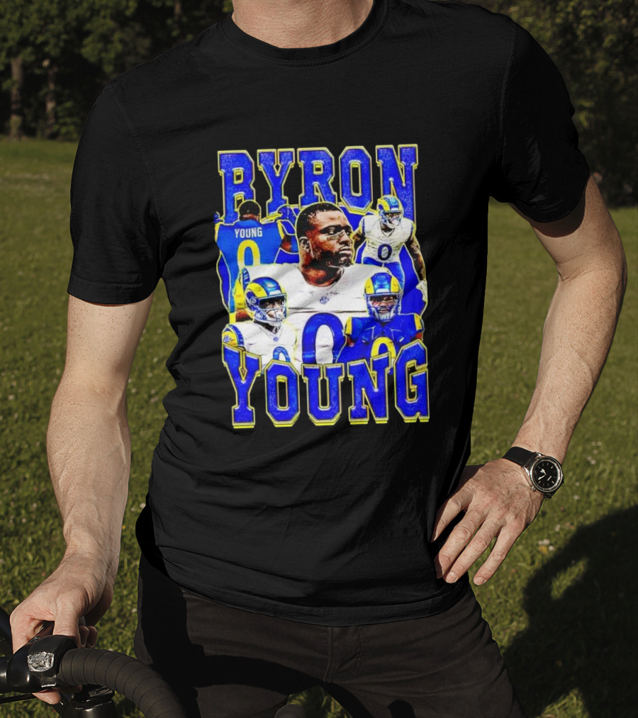 Byron Young Los Angeles Rams Picture Collage T-Shirt