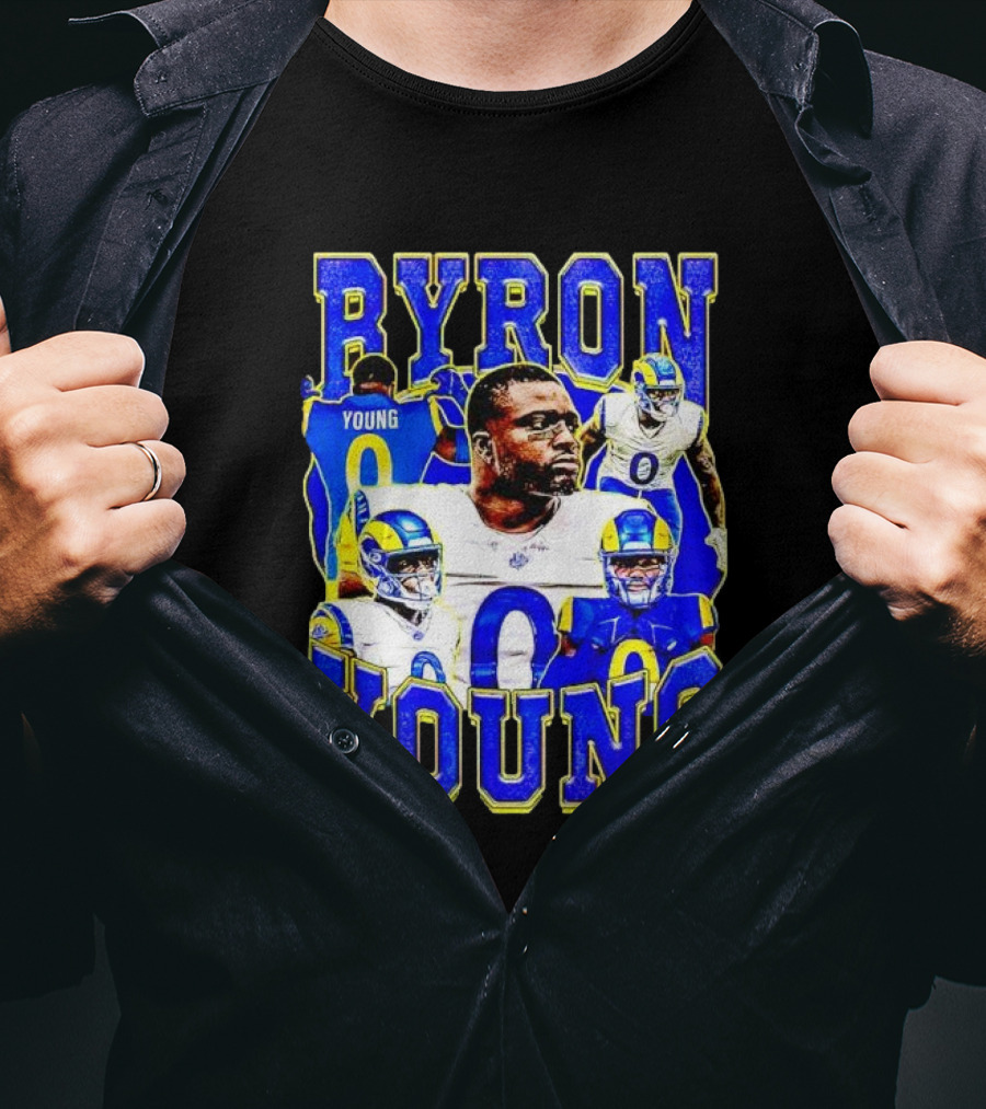 Byron Young Los Angeles Rams Picture Collage T-Shirt