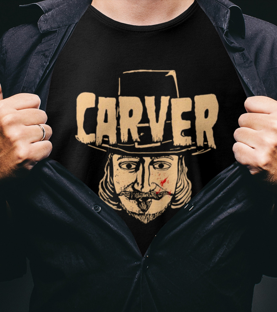 Carver Thanksgiving Pilgrim Hat Bearded Man Face T-Shirt