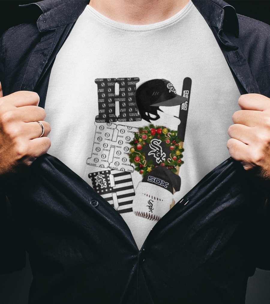 Chicago White Sox Christmas Ornaments And Sox Baseball Gear Wreath T-Shirt