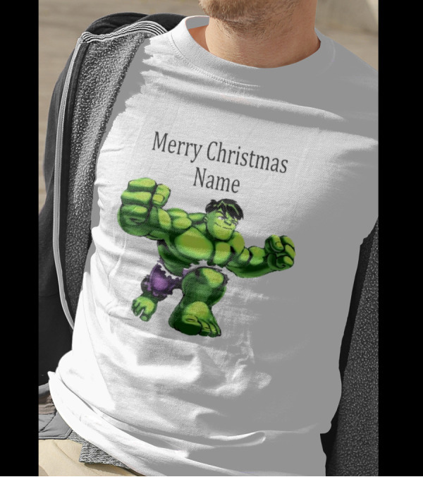 Merry Christmas Name Hulk Green T-Shirt
