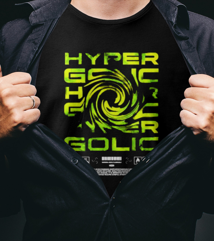 Hypergolic Safety Warning Symbols Swirl Text T-Shirt