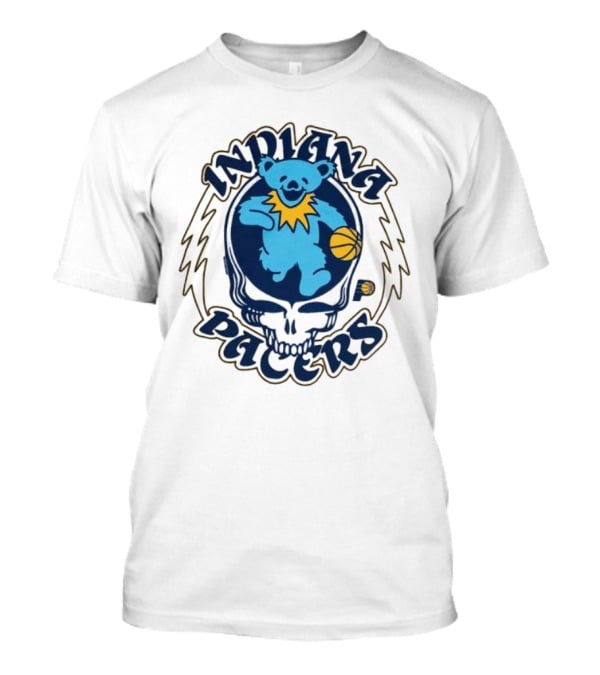 Indiana Pacers Grateful Dead Bear Basketball Icon With Skull T-Shirt