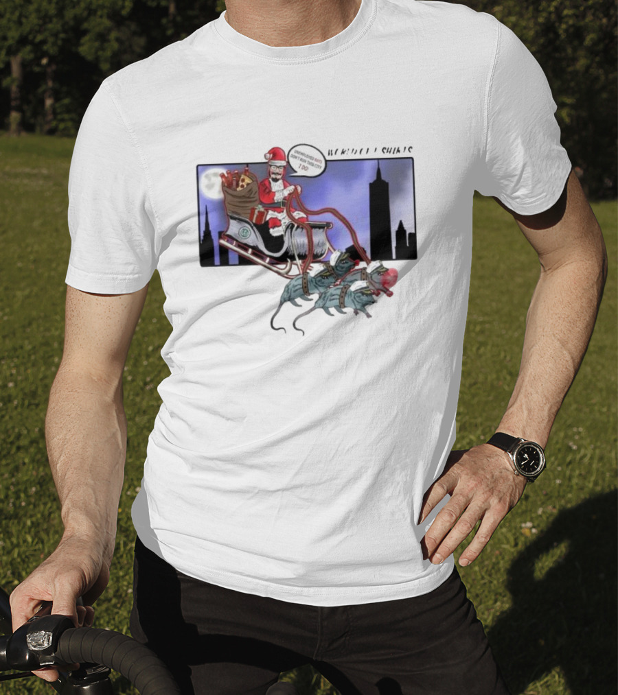 Josh Saves Christmas Chupacabras Sled New York City Skyline T-Shirt