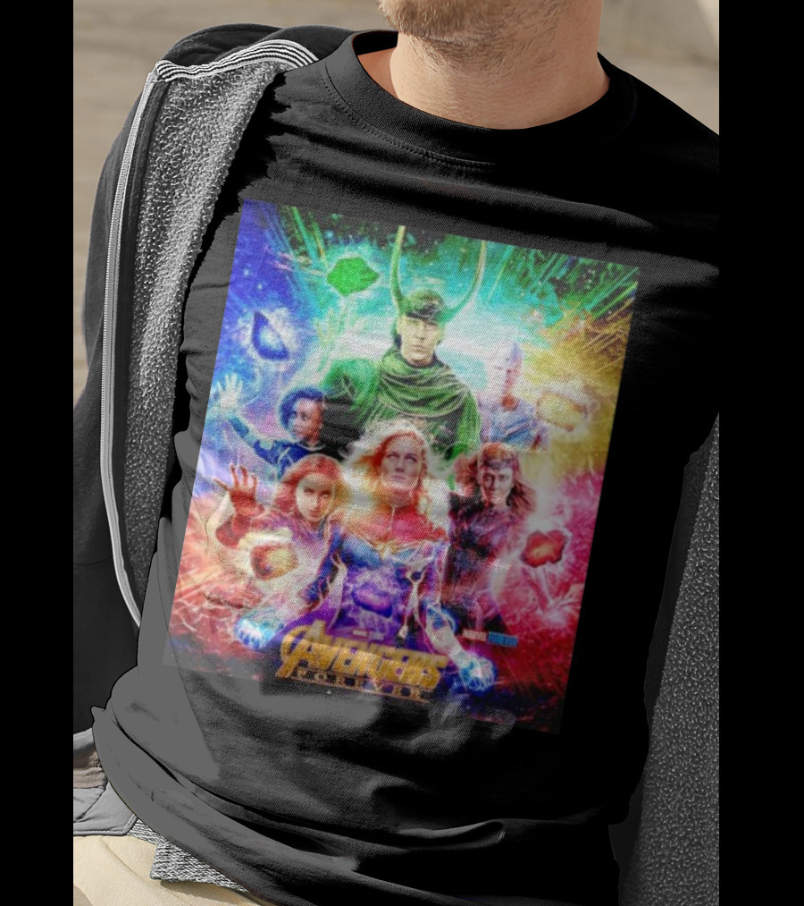 Marvel Studios Avengers Forever Loki Captain Marvel Scarlet Witch Vision Trail Of Infinity Stones T-Shirt