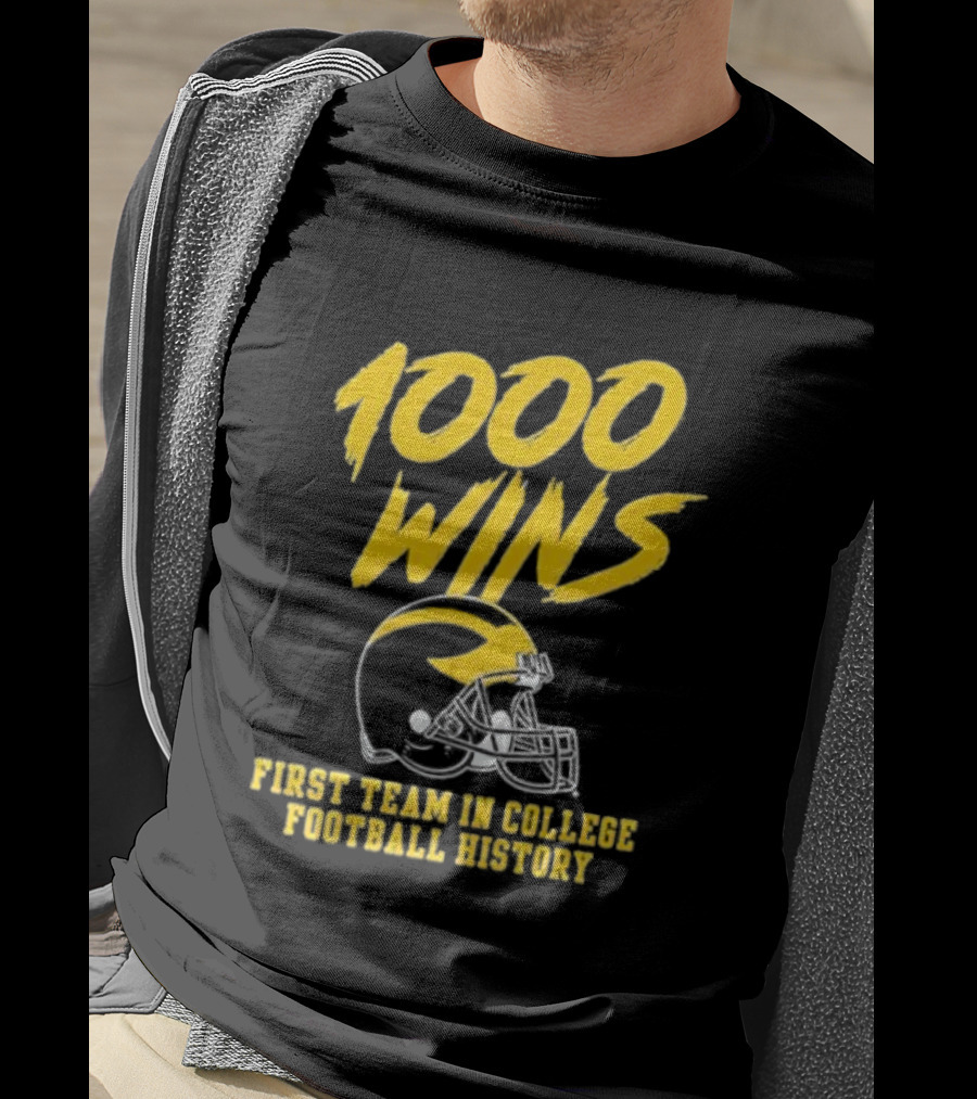Michigan Wolverines 1000 Wins First Team In College Football History Helmet T-Shirt