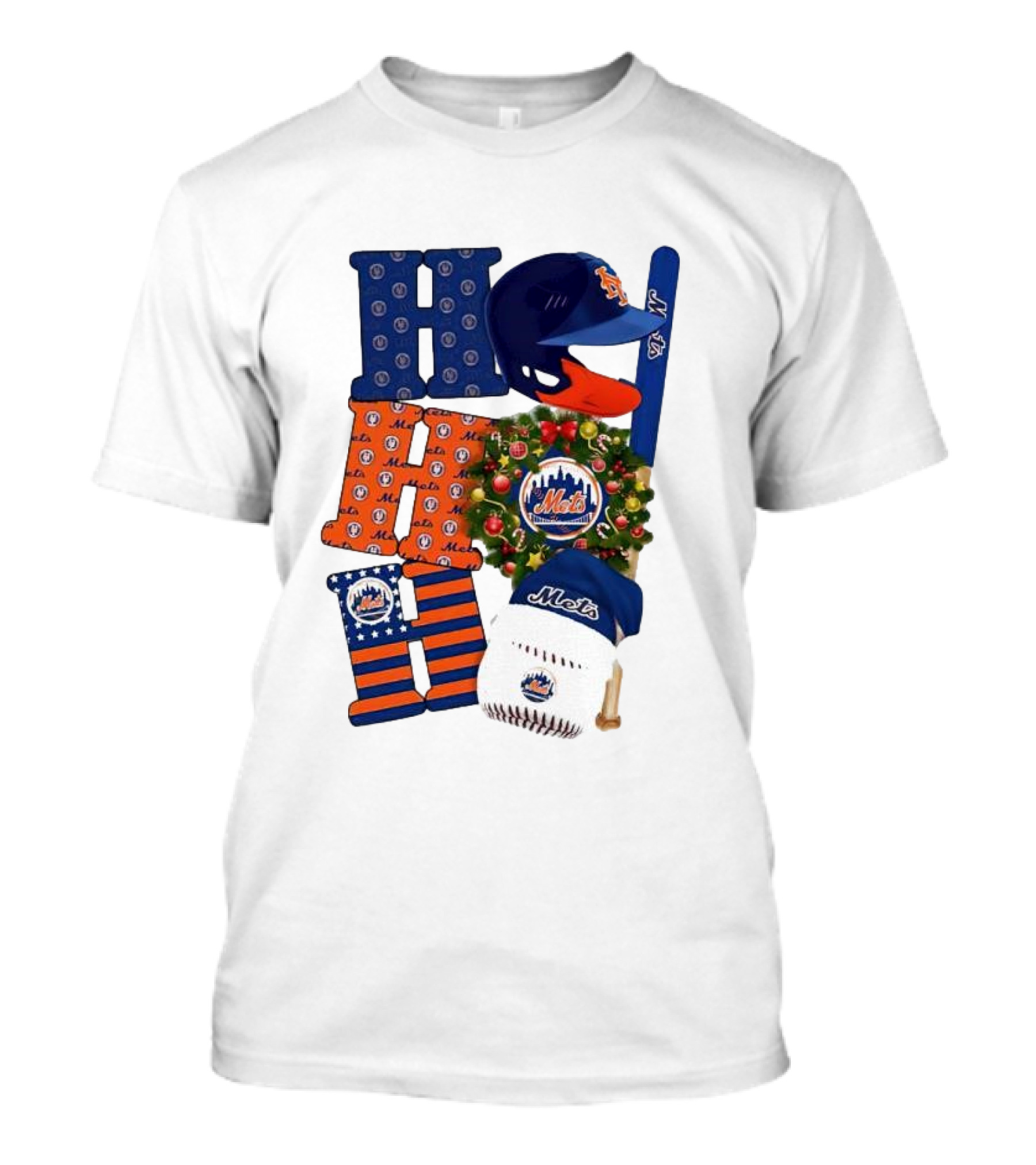New York Mets Ho Ho Ho Merry Christmas Mets Baseball Holiday T-Shirt