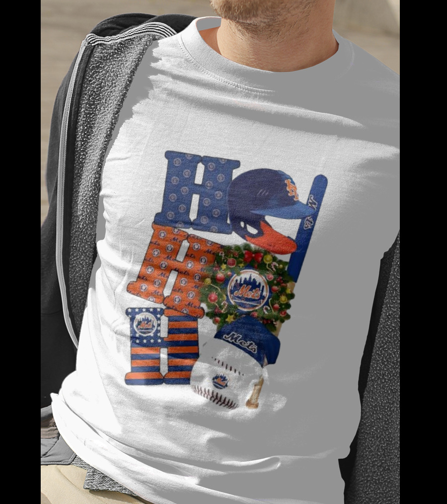 New York Mets Ho Ho Ho Merry Christmas Mets Baseball Holiday T-Shirt