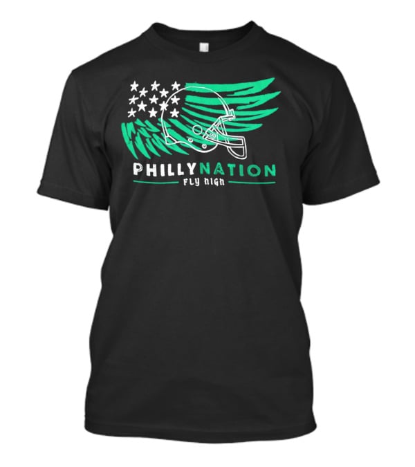Philly Nation Fly High Philadelphia Eagles Football Helmet Stars Stripes T-Shirt