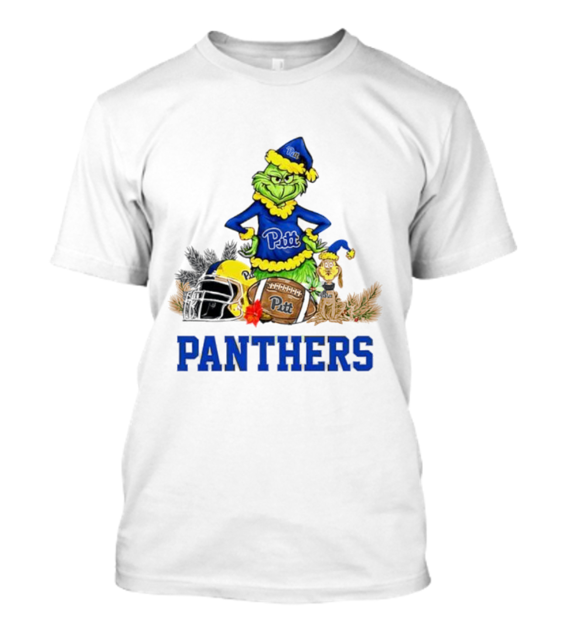 Pittsburgh Panthers Grinch Max Dog Christmas Football T-Shirt