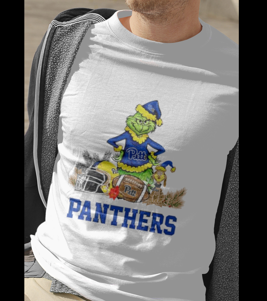 Pittsburgh Panthers Grinch Max Dog Christmas Football T-Shirt
