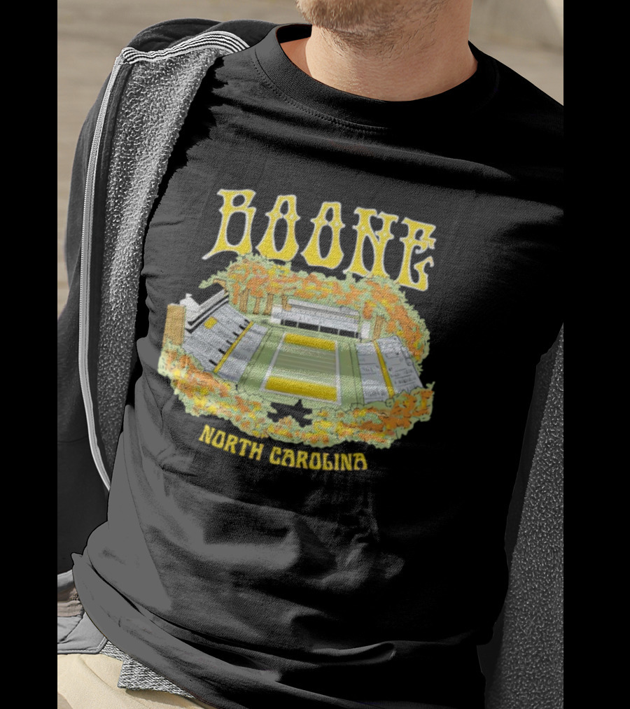 Boone North Carolina Stadium Football Field Autumn Leaves T-Shirt