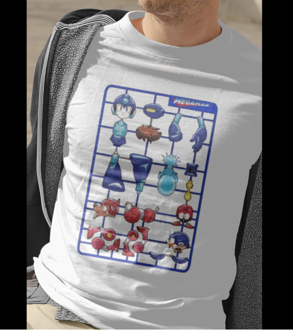 Capcom Megaman Assemble Toy Parts Blueprint T-Shirt