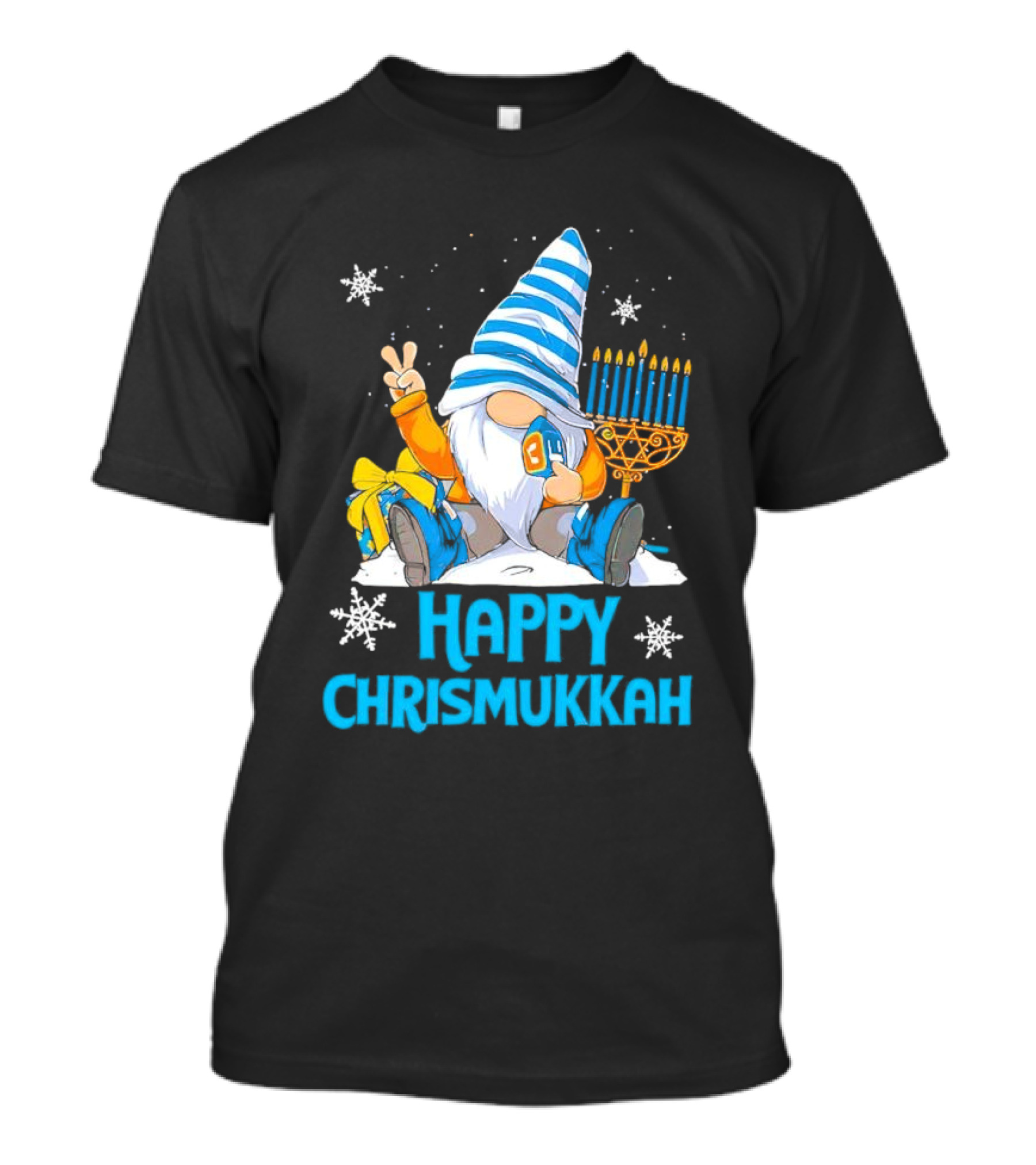 Happy Chrismukkah Gnome Menorah Snowflakes T-Shirt