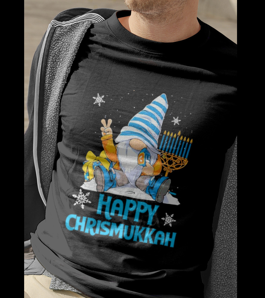 Happy Chrismukkah Gnome Menorah Snowflakes T-Shirt
