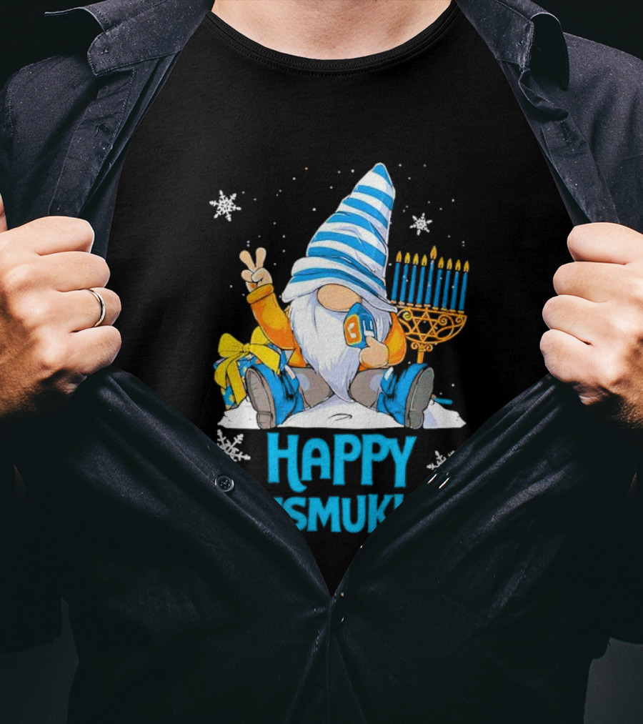 Happy Chrismukkah Gnome Menorah Snowflakes T-Shirt