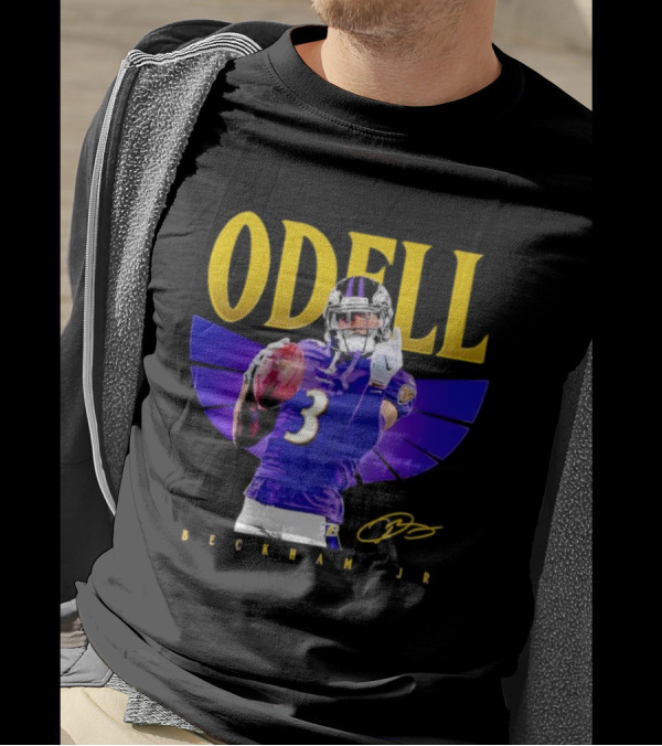 Odell Beckham Jr Baltimore Ravens Signature Number 3 Spotlight T-Shirt