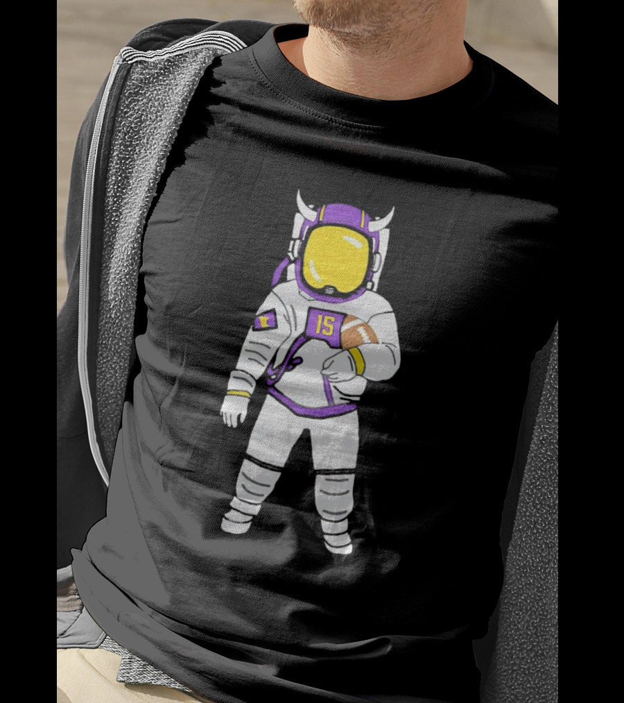 Passtronaut Minnesota Astronaut Football Purple 15 T-Shirt