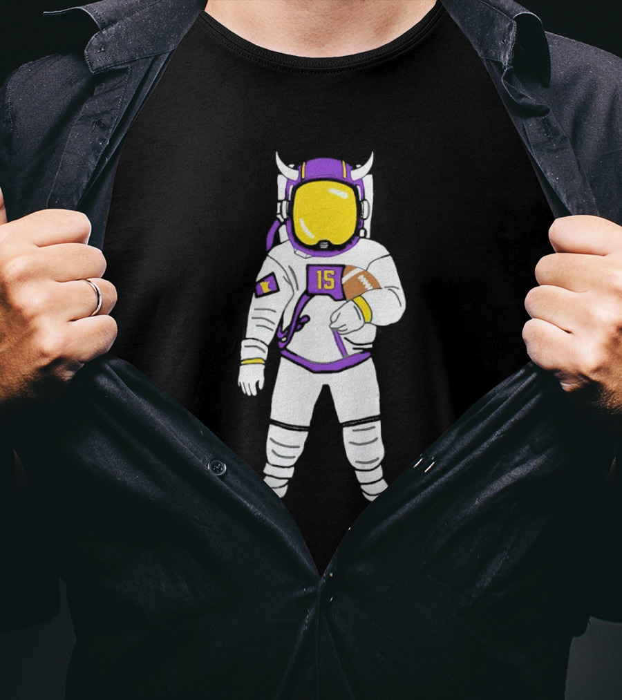 Passtronaut Minnesota Astronaut Football Purple 15 T-Shirt