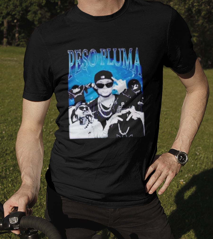Peso Pluma Vintage Hip Hop Style Blue Tones T-Shirt