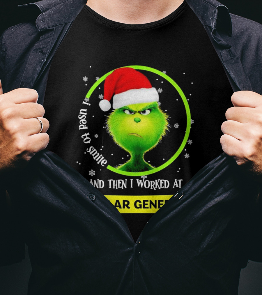 Santa Grinch I Used To Smile And Then I Worked At Dollar General Christmas T-Shirt