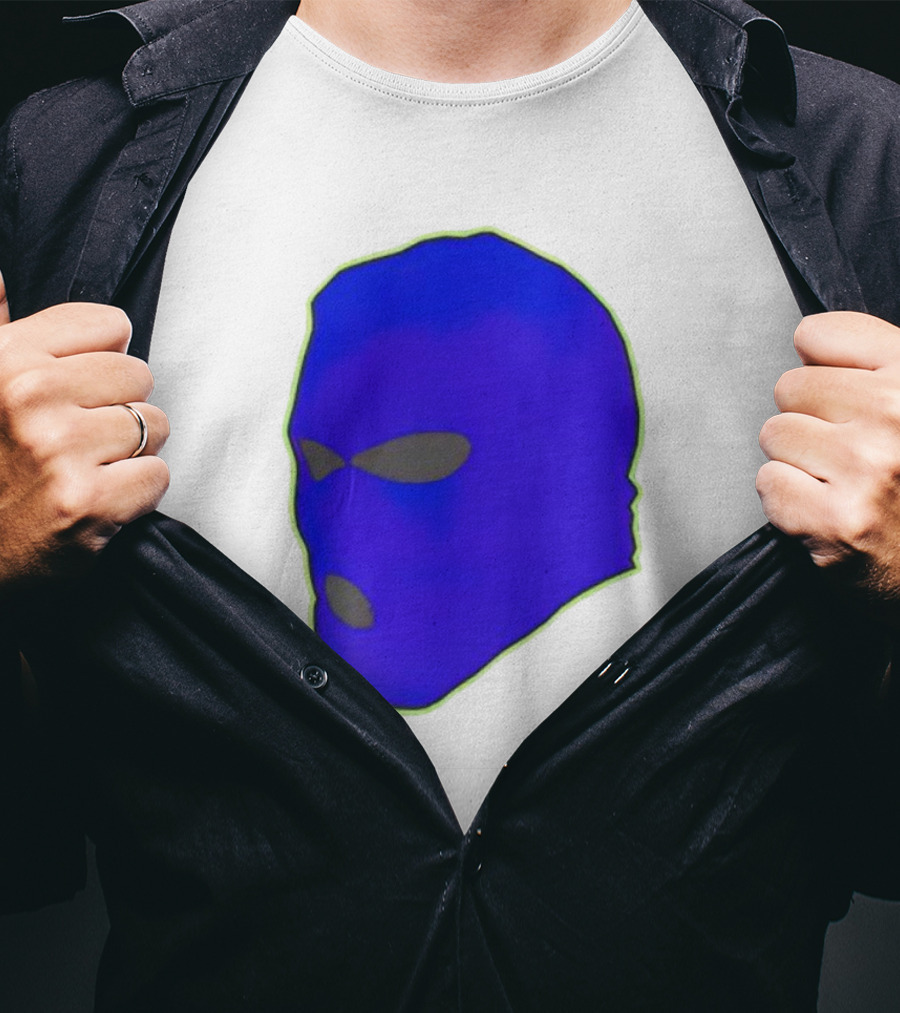 Seahawks Ski Mask Hoodie Graphic Blue Outline T-Shirt