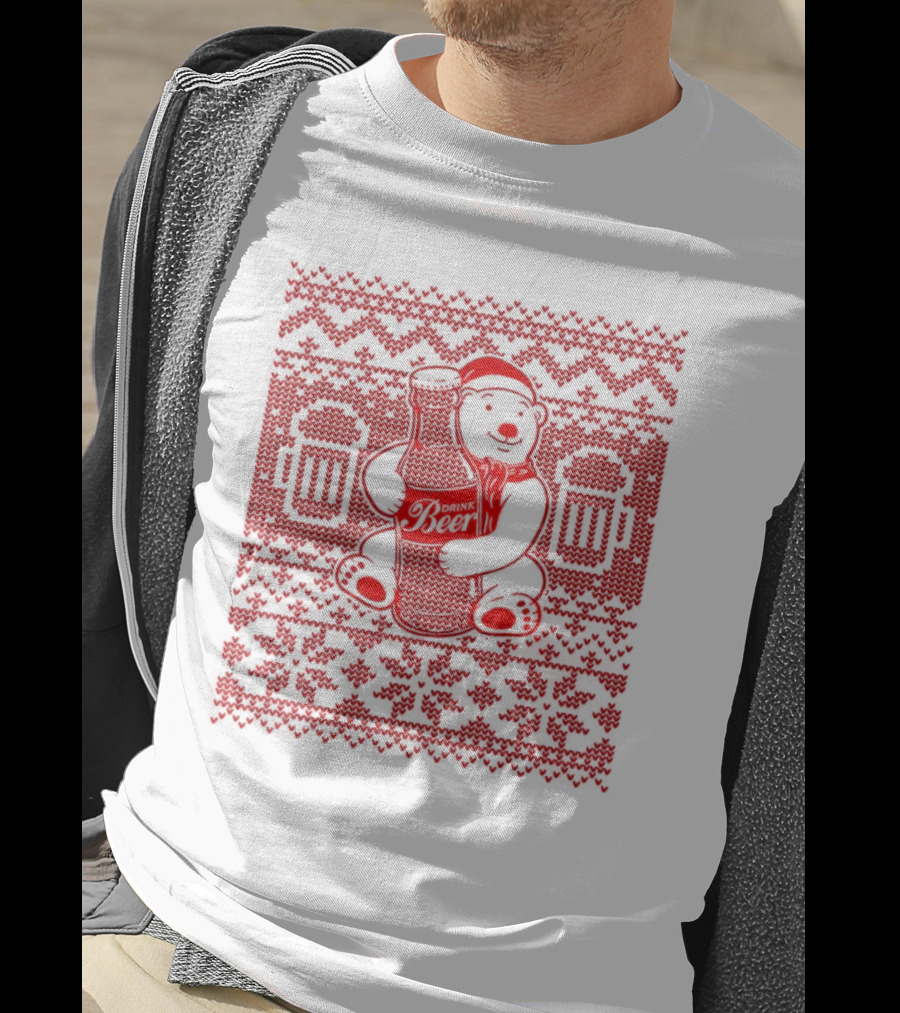 Bear Drink Beer Ugly Christmas T-Shirt