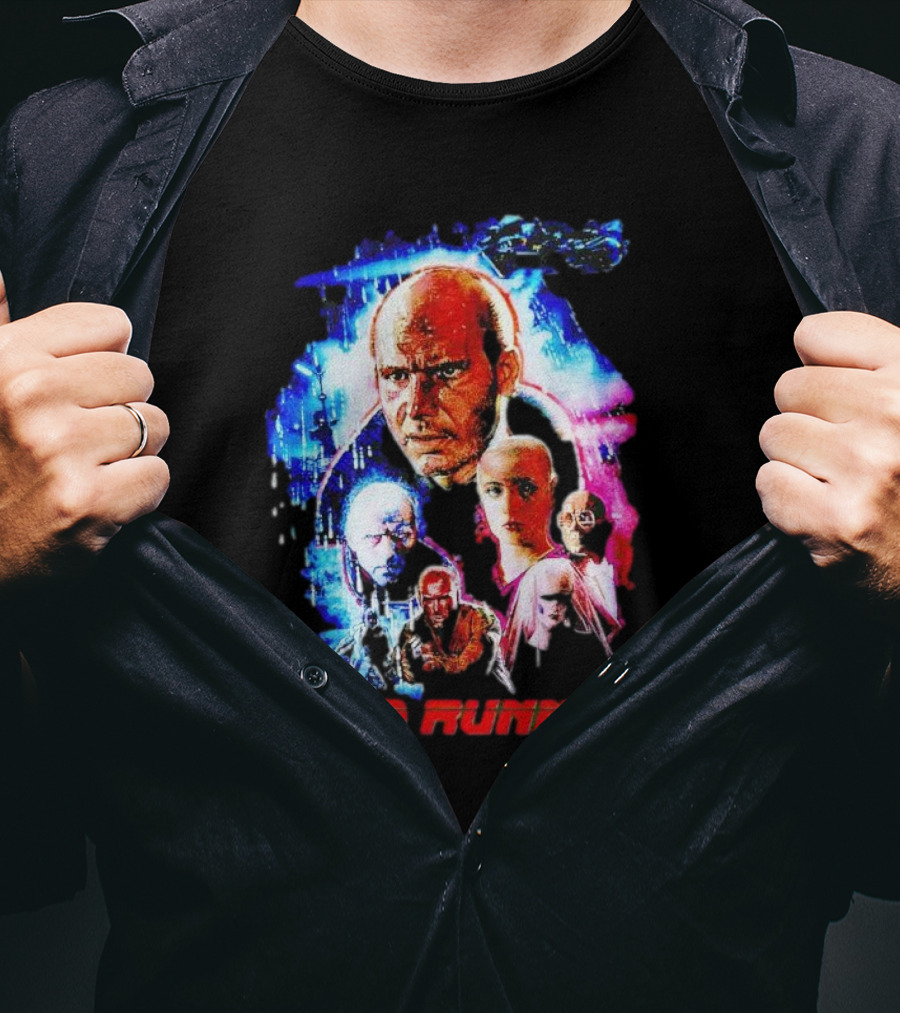 Bald Runner Sci-Fi Parody Character Montage T-Shirt