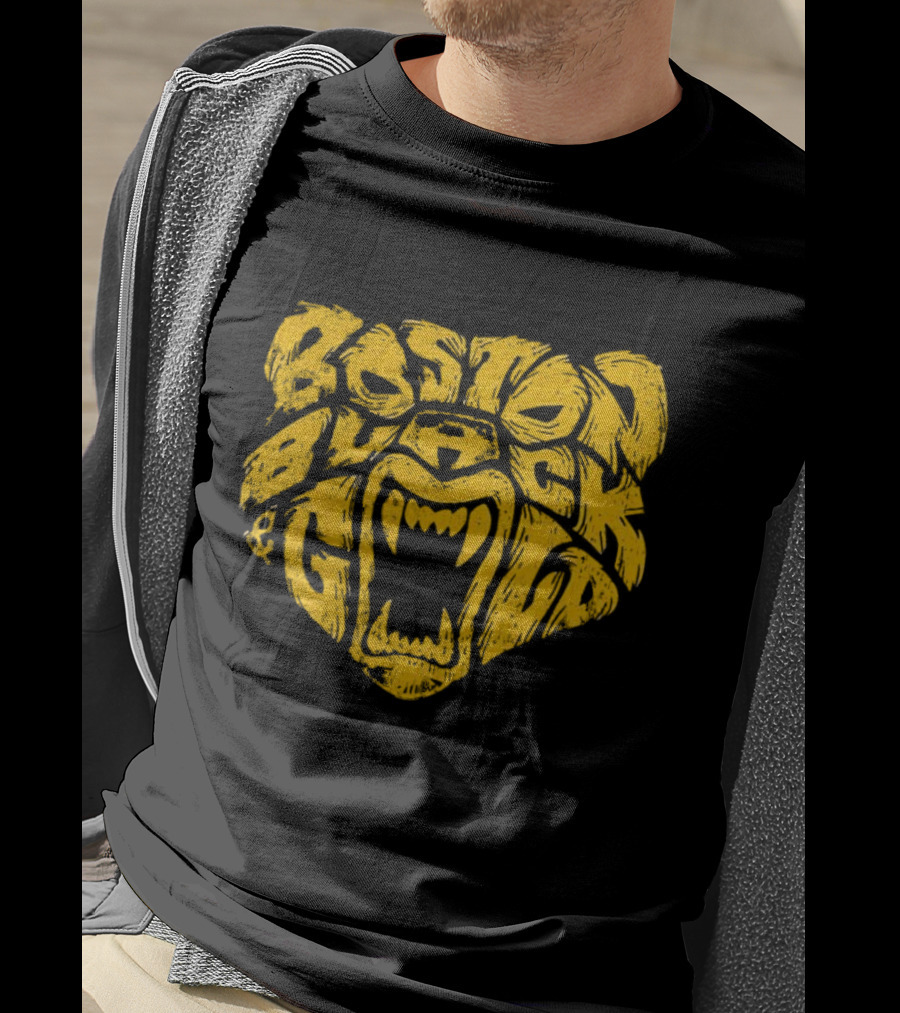 Boston Black And Gold Bear Face T-Shirt