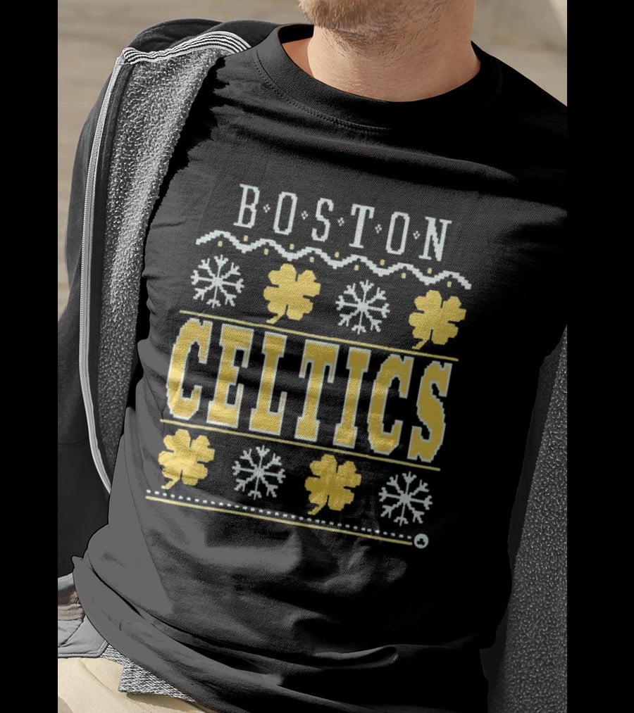 Boston Celtics Snowflakes And Shamrocks T-Shirt
